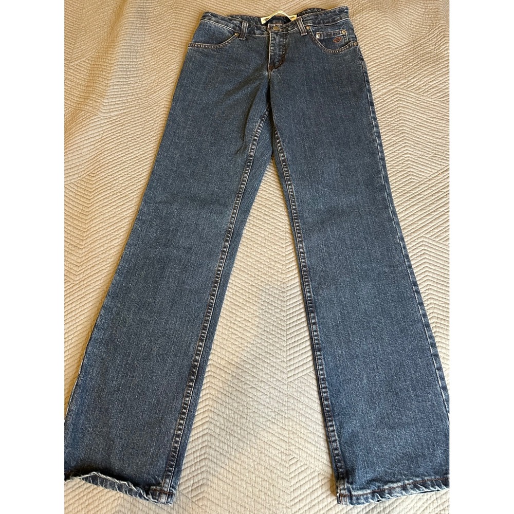 Harley-Davidson Womens Bootcut Jeans Medium Wash Denim Logo 99010-05VW Size 2